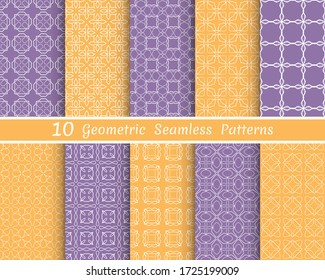 Set of seamless line patterns. Colorful geometric backgrounds collection. Endless repeating linear texture for wallpaper, packaging, banners, invitations, business cards, fabric print