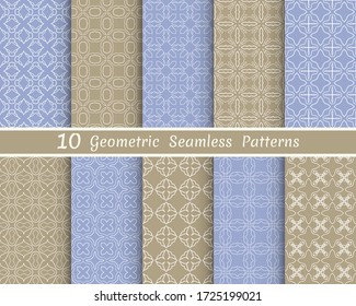 Conjunto de patrones de línea sin fisuras. Colorida colección de fondos geométricos. Textura lineal repetitiva sin fin para papel pintado, embalaje, banners, invitaciones, tarjetas de visita, impresión de tela