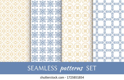 Set of seamless line patterns. Colorful geometric backgrounds collection. Endless repeating linear texture for wallpaper, packaging, banners, invitations, business cards, fabric print