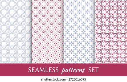 Set of seamless line patterns. Colorful geometric backgrounds collection. Endless repeating linear texture for wallpaper, packaging, banners, invitations, business cards, fabric print