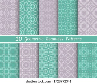 Set of seamless line patterns. Colorful geometric backgrounds collection. Endless repeating linear texture for wallpaper, packaging, banners, invitations, business cards, fabric print
