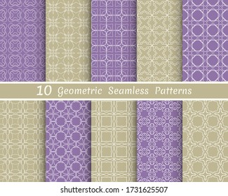 Set of seamless line patterns. Colorful geometric backgrounds collection. Endless repeating linear texture for wallpaper, packaging, banners, invitations, business cards, fabric print
