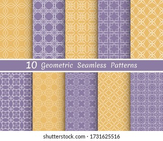 Conjunto de patrones de línea sin fisuras. Colorida colección de fondos geométricos. Textura lineal repetitiva sin fin para papel pintado, embalaje, banners, invitaciones, tarjetas de visita, impresión de tela