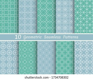 Set of seamless line patterns. Colorful geometric backgrounds collection. Endless repeating linear texture 