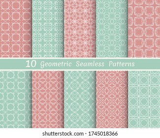 Set of seamless line patterns. Colorful geometric backgrounds collection. Endless repeating linear texture for wallpaper, packaging, banners, invitations, business cards, fabric print