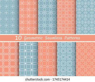 Set of seamless line patterns. Colorful geometric backgrounds collection. Endless repeating linear texture for wallpaper, packaging, banners, invitations, business cards, fabric print