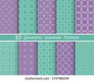 Set of seamless line patterns. Colorful geometric backgrounds collection. Endless repeating linear texture for wallpaper, packaging, banners, invitations, business cards, fabric print