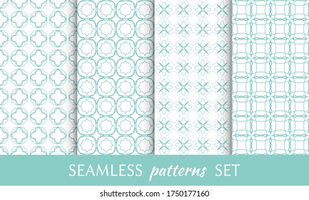 Conjunto de patrones de línea sin fisuras. Colorida colección de fondos geométricos. Textura lineal repetitiva sin fin para papel pintado, embalaje, banners, invitaciones, tarjetas de visita, impresión de tela
