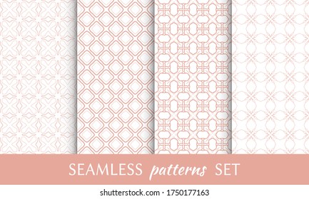 Set of seamless line patterns. Colorful geometric backgrounds collection. Endless repeating linear texture for wallpaper, packaging, banners, invitations, business cards, fabric print