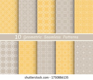 Set of seamless line patterns. Colorful geometric backgrounds collection. Endless repeating linear texture for wallpaper, packaging, banners, invitations, business cards, fabric print