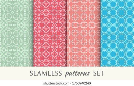 Set of seamless line patterns. Colorful geometric backgrounds collection. Endless repeating linear texture for wallpaper, packaging, banners, invitations, business cards, fabric print