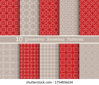 Set of seamless line patterns. Colorful geometric backgrounds collection. Endless repeating linear texture for wallpaper, packaging, banners, invitations, business cards, fabric print