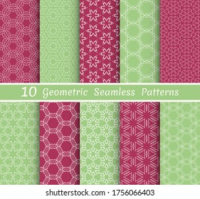 Set of seamless line patterns. Colorful geometric backgrounds collection. Endless repeating linear texture for wallpaper, packaging, banners, invitations, business cards, fabric print