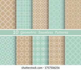 Set of seamless line patterns. Colorful geometric backgrounds collection. Endless repeating linear texture for wallpaper, packaging, banners, invitations, business cards, fabric print