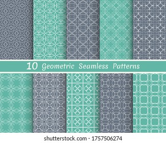 Set of seamless line patterns. Colorful geometric backgrounds collection. Endless repeating linear texture for wallpaper, packaging, banners, invitations, business cards, fabric print