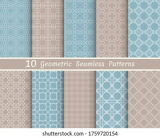 Set of seamless line patterns. Colorful geometric backgrounds collection. Endless repeating linear texture for wallpaper, packaging, banners, invitations, business cards, fabric print