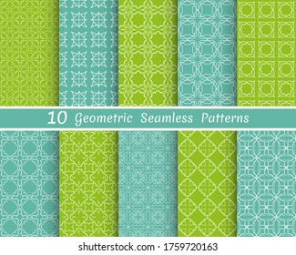 Set of seamless line patterns. Colorful geometric backgrounds collection. Endless repeating linear texture for wallpaper, packaging, banners, invitations, business cards, fabric print