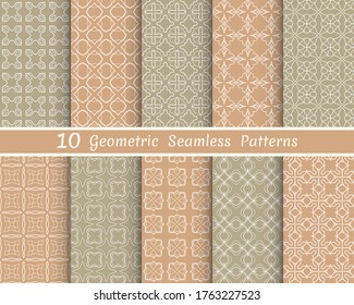 Set of seamless line patterns. Colorful geometric backgrounds collection. Endless repeating linear texture for wallpaper, packaging, banners, invitations, business cards, fabric print