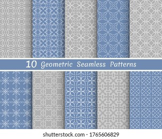 Set of seamless line patterns. Colorful geometric backgrounds collection. Endless repeating linear texture for wallpaper, packaging, banners, invitations, business cards, fabric print
