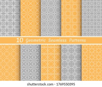 Set of seamless line patterns. Colorful geometric backgrounds collection. Endless repeating linear texture for wallpaper, packaging, banners, invitations, business cards, fabric print