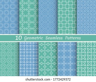 Set of seamless line patterns. Colorful geometric backgrounds collection. Endless repeating linear texture for wallpaper, packaging, banners, invitations, business cards, fabric print
