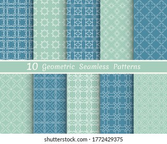 Set of seamless line patterns. Colorful geometric backgrounds collection. Endless repeating linear texture for wallpaper, packaging, banners, invitations, business cards, fabric print