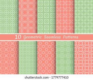Set of seamless line patterns. Colorful geometric backgrounds collection. Endless repeating linear texture for wallpaper, packaging, banners, invitations, business cards, fabric print