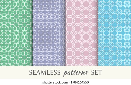 Set of seamless line patterns. Colorful geometric backgrounds collection. Endless repeating linear texture for wallpaper, packaging, banners, invitations, business cards, fabric print
