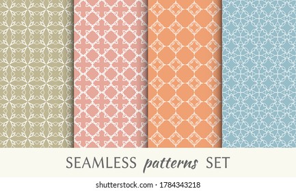 Set of seamless line patterns. Colorful geometric backgrounds collection. Endless repeating linear texture for wallpaper, packaging, banners, invitations, business cards, fabric print