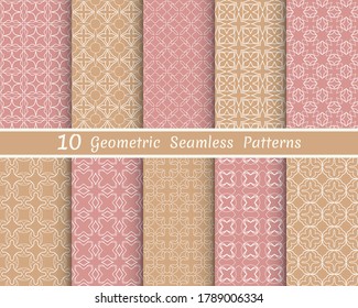 Set of seamless line patterns. Colorful geometric backgrounds collection. Endless repeating linear texture for wallpaper, packaging, banners, invitations, business cards, fabric print