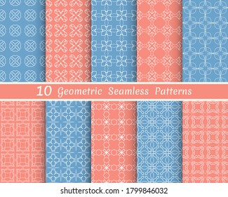 Set of seamless line patterns. Colorful geometric backgrounds collection. Endless repeating linear texture for wallpaper, packaging, banners, invitations, business cards, fabric print