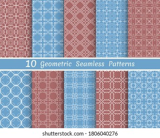 Set of seamless line patterns. Colorful geometric backgrounds collection. Endless repeating linear texture for wallpaper, packaging, banners, invitations, business cards, fabric print
