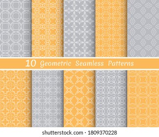 Set of seamless line patterns. Colorful geometric backgrounds collection. Endless repeating linear texture for wallpaper, packaging, banners, invitations, business cards, fabric print