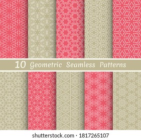 Set of seamless line patterns. Colorful geometric backgrounds collection. Endless repeating linear texture for wallpaper, packaging, banners, invitations, business cards, fabric print