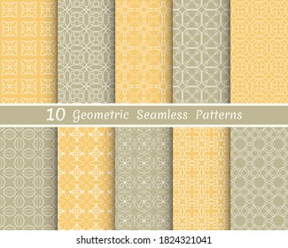 Set of seamless line patterns. Colorful geometric backgrounds collection. Endless repeating linear texture for wallpaper, packaging, banners, invitations, business cards, fabric print