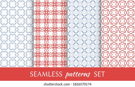 Set of seamless line patterns. Colorful geometric backgrounds collection. Endless repeating linear texture for wallpaper, packaging, banners, invitations, business cards, fabric print