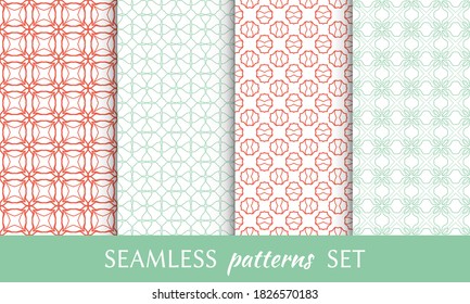 Set of seamless line patterns. Colorful geometric backgrounds collection. Endless repeating linear texture for wallpaper, packaging, banners, invitations, business cards, fabric print