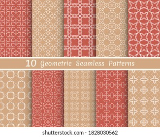 Set of seamless line patterns. Colorful geometric backgrounds collection. Endless repeating linear texture for wallpaper, packaging, banners, invitations, business cards, fabric print