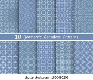 Set of seamless line patterns. Colorful geometric backgrounds collection. Endless repeating linear texture for wallpaper, packaging, banners, invitations, business cards, fabric print