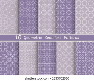 Satz nahtloser Zeilenmuster. Farbige Kollektion geometrischer Hintergründe. Endlos wiederholte lineare Struktur für Bildschirmhintergründe, Verpackungen, Banner, Einladungen, Visitenkarten, Stoffdruck