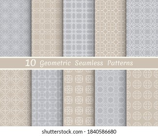 Set of seamless line patterns. Colorful geometric backgrounds collection. Endless repeating linear texture for wallpaper, packaging, banners, invitations, business cards, fabric print
