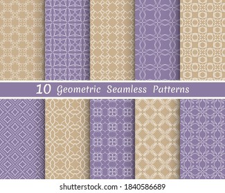 Conjunto de patrones de línea sin fisuras. Colorida colección de fondos geométricos. Textura lineal repetitiva sin fin para papel pintado, embalaje, banners, invitaciones, tarjetas de visita, impresión de tela