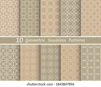 Conjunto de patrones de línea sin fisuras. Colorida colección de fondos geométricos. Textura lineal repetitiva sin fin para papel pintado, embalaje, banners, invitaciones, tarjetas de visita, impresión de tela