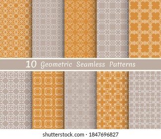 Set of seamless line patterns. Colorful geometric backgrounds collection. Endless repeating linear texture for wallpaper, packaging, banners, invitations, business cards, fabric print