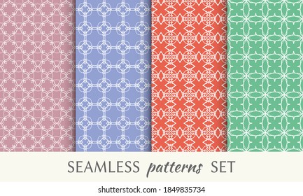 Set of seamless line patterns. Colorful geometric backgrounds collection. Endless repeating linear texture for wallpaper, packaging, banners, invitations, business cards, fabric print
