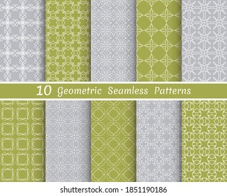 Set of seamless line patterns. Colorful geometric backgrounds collection. Endless repeating linear texture for wallpaper, packaging, banners, invitations, business cards, fabric print