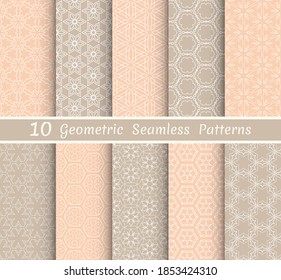 Set of seamless line patterns. Colorful geometric backgrounds collection. Endless repeating linear texture for wallpaper, packaging, banners, invitations, business cards, fabric print