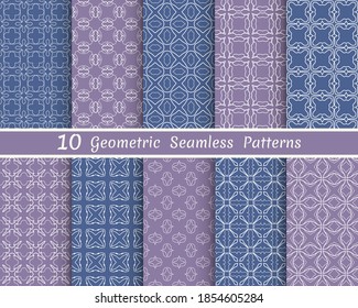 Set of seamless line patterns. Colorful geometric backgrounds collection. Endless repeating linear texture for wallpaper, packaging, banners, invitations, business cards, fabric print
