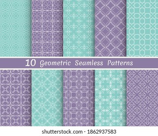 Set of seamless line patterns. Colorful geometric backgrounds collection. Endless repeating linear texture for wallpaper, packaging, banners, invitations, business cards, fabric print