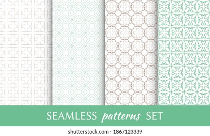 Set of seamless line patterns. Colorful geometric backgrounds collection. Endless repeating linear texture for wallpaper, packaging, banners, invitations, business cards, fabric print
